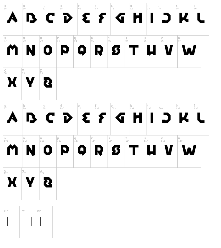 Earth Aircraft Universe font map